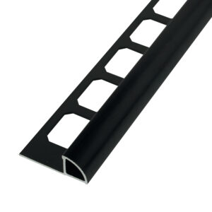 Tegelprofiel Kwartrond Aluminium Zwart Hoogglans Geanodiseerd Geborsteld